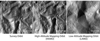 Vesta par la sonde Dawn. Image NASA.