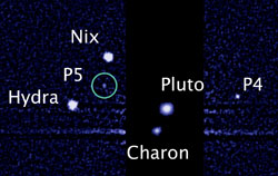 Les lunes de Pluton par le télescope spatial Hubble.